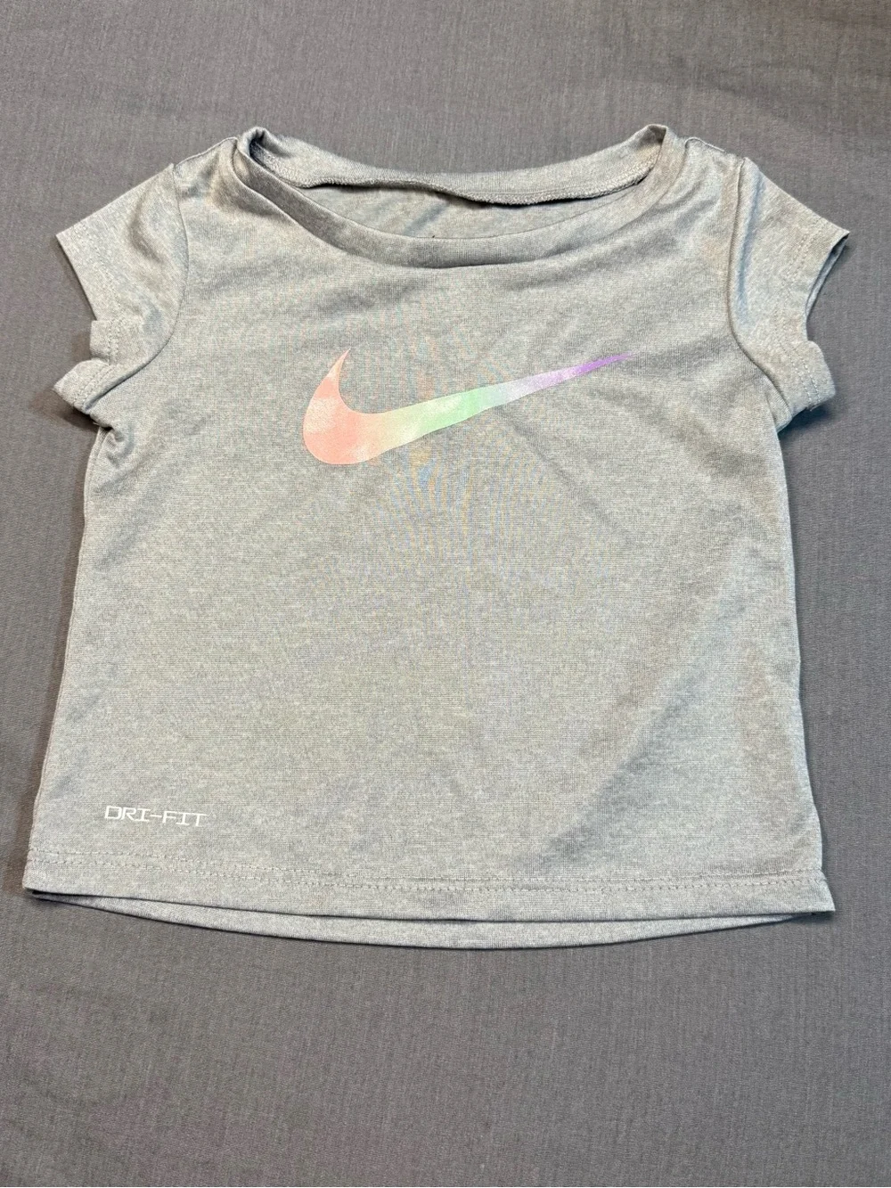 Nike Gray Short Sleeve Tee with Iridescent Swoosh